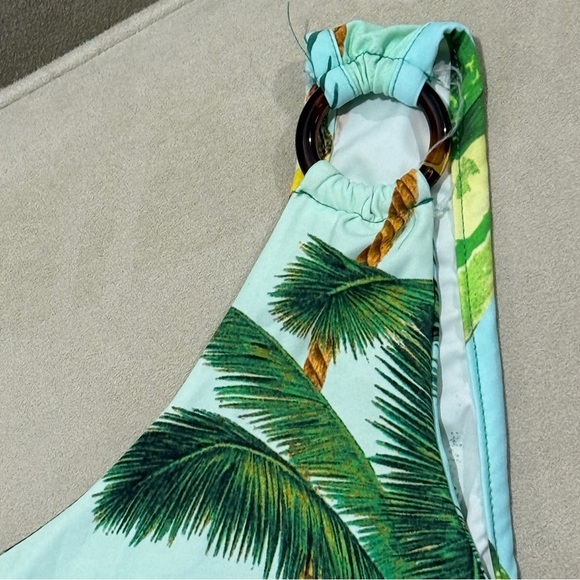 Denis One Shoulder Tortoise Ring Brazilian Tropical Print Bodysuit Medium - Picture 3 of 8